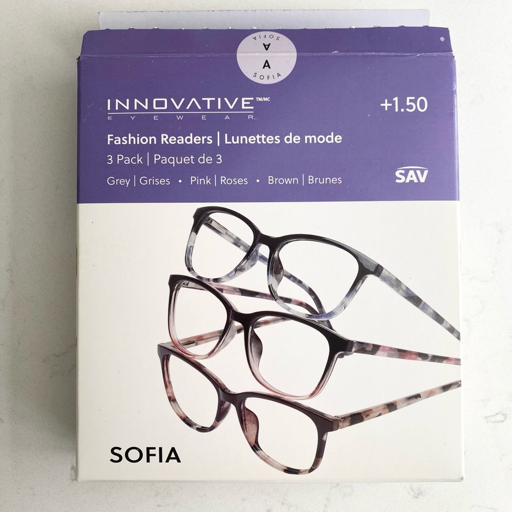NEW - Innovative Eyewear Sofia Fashion Readers 3 Pack +1.50